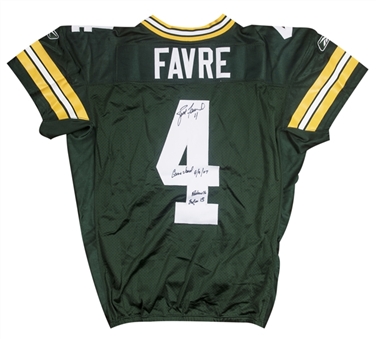 2007 Brett Favre Game Used, Signed & Inscribed Green Bay Packers Home Jersey Used on 9/9/2007 vs Philadelphia Eagles (Favre LOA)